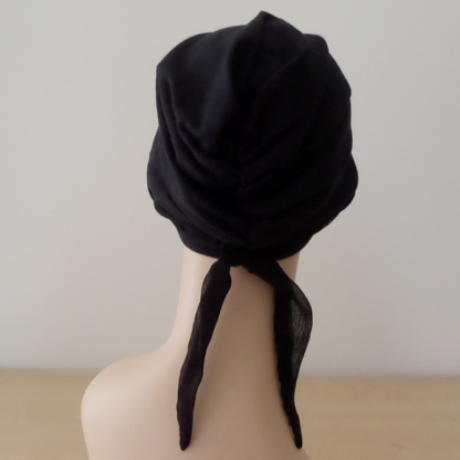 BlackTurban with plain black scarf - back view