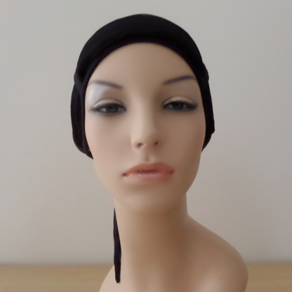 BlackTurban with plain black scarf - front view