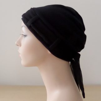 BlackTurban with plain black scarf - side view