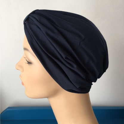 Navy Classic Turban - side view