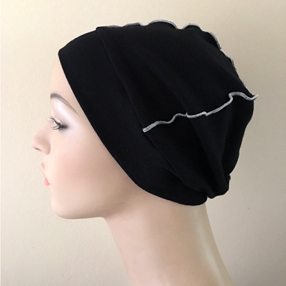 Black-and-White Inside-Out Beanie - side view - NO BAND