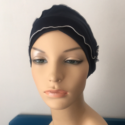 Inside-Out Beanie - Navy and White-2166