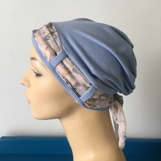 Blue Turban with Vintage scarf