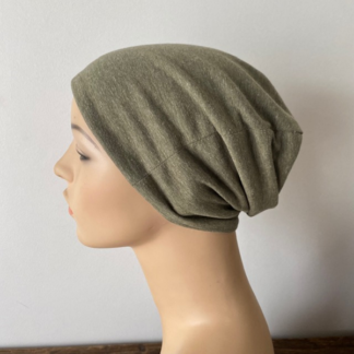 Reversible Slouch Beanie - Olive and Denim