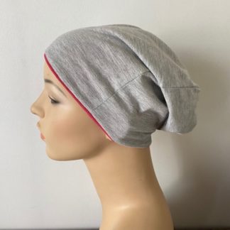 Reversible Slouch Beanie - Grey and Red