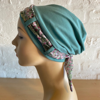 Landa Turban with Scarf - Sage - Sage Floral scarf - A CANSA smart choice product