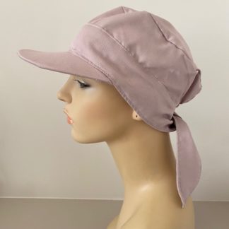 Tie back cap with peak – Dirty Pink