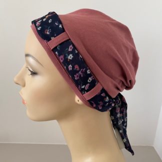 Landa Turban with Scarf – Navy fine floral scarf