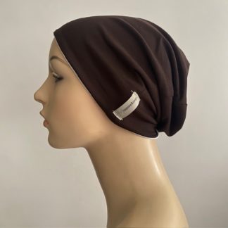 Reversible Slouch Beanie - Chocolate and Ivory