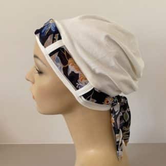 Landa Turban with Scarf – Ivory - Summer Floral scarf - A CANSA smart choice product