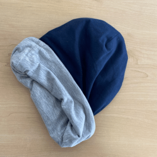 Reversible Slouch Beanie - Navy and Grey