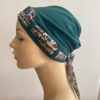 Landa Turban with Scarf - Forrest Green  - Country Garden scarf - A CANSA smart choice product