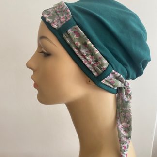 Landa Turban with Scarf - Forrest Green - Sage Floral scarf - A CANSA smart choice product
