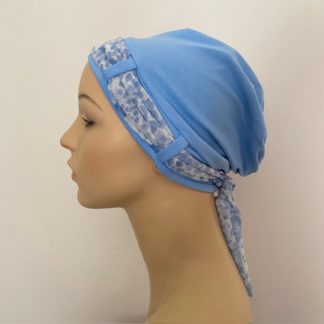 Landa Turban with Scarf - Sky Blue - Soft Blue Abstract scarf - A CANSA smart choice product