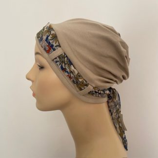 Landa Turban with Scarf - Stone - Country Garden scarf- A CANSA smart choice product